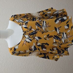 Heart Soul Mustard Floral Blouse